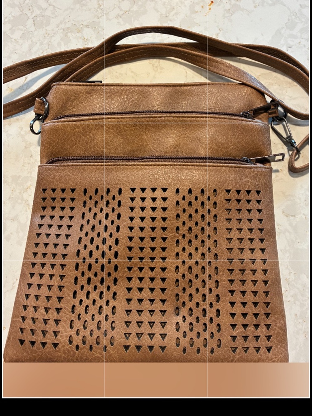 Classic Tan Crossbody Bag with Cutout Detail